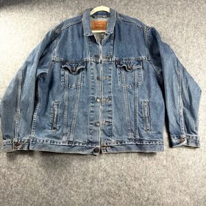 Levis Mens Jacket L Blue Denim Trucker Medium Wash Cotton 70507 Vintage Y2K